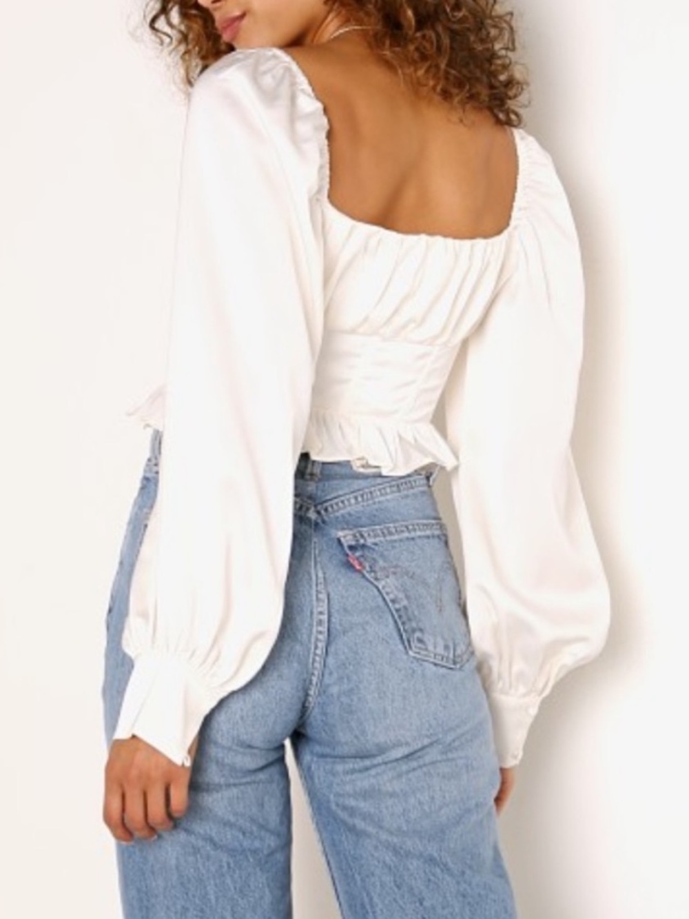 For Love and Lemons Carina blouse off white satin milkmaid corset Victorian S - Picture 3 of 11